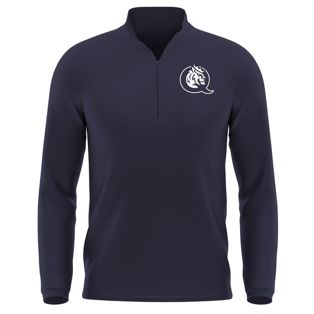 Campus Lab Queens University of Charlotte Adult Men's Active Sport 1/4 Zip Pullover Left Chest Logo, Navy, Large