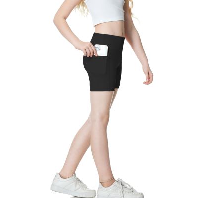B&GCozy Girls Volleyball Shorts with Pockets Athletic Gymnastics Cheer Shorts Kids Yoga Dance Black