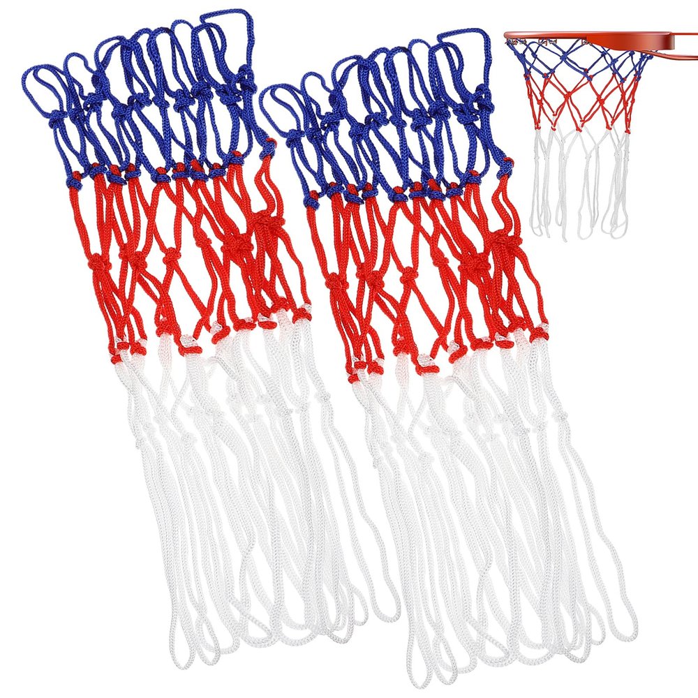 CORHAD 2pcs Heavy Duty Basketball Net Set Woven Replacement for Indoor and Outdoor Practice Weather Resistant Strong Load-Bearing Capacity for Training and Games