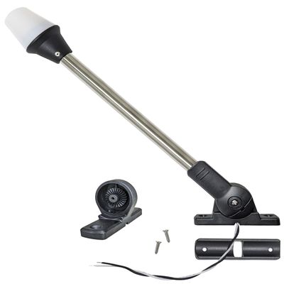 Pactrade Marine All-Round Boat Navigation Lights - 16-Inch LED White Stern Light (Surface Mount, Dual Fold-Down Bases) - Boat Accessories for Pontoon, Yacht, Kayak
