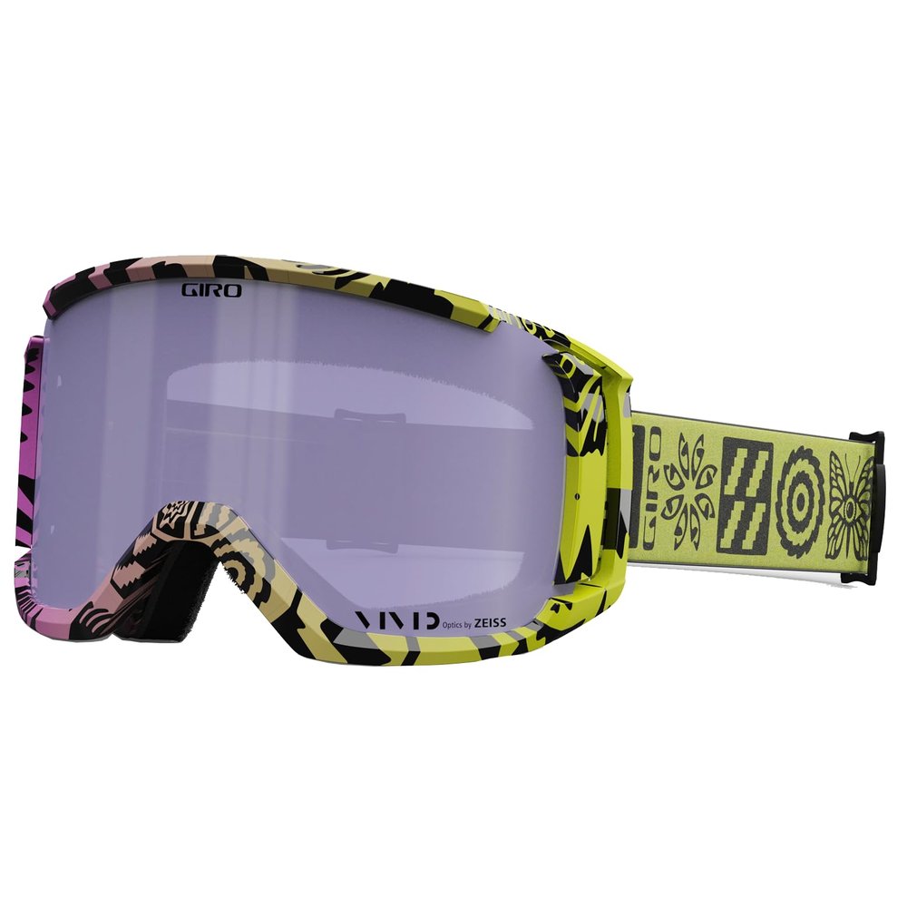 Giro Revolt Adult Snow Goggles - Glow Green Shelter Strap with VIVID Haze/Clear Lenses