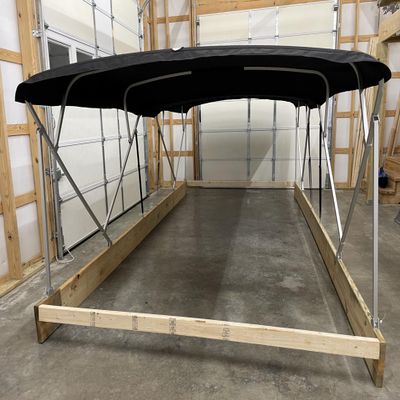 Cypress Rowe Outfitters SunPro Series, Lab Certified 50+ UPF Double Pontoon Boat Bimini Top, Black, 17' Long, 8 1/2' Wide, fits 97-103" Wide, Complete Dual Kit, Frame, Canopies, Boots, Hardware