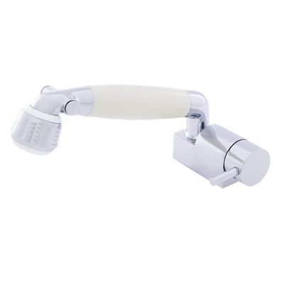 Ambassador Marine Aidack- Pull-Out Deck Tap (Cold Only) (Classic Warm White Sprayer, 6' White Rubber Hose) (Chrome/Warm White) 134-1712-CW-W