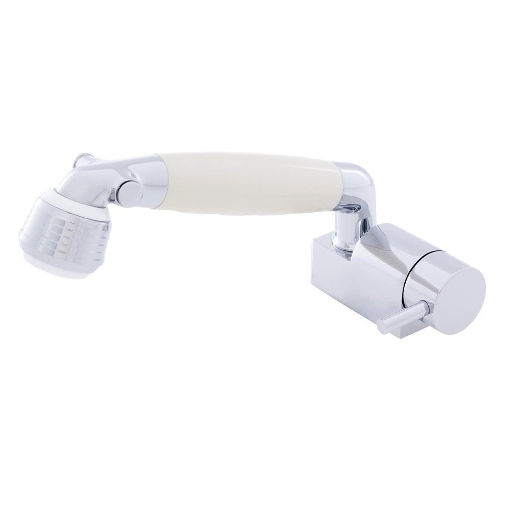 Ambassador Marine Aidack- Pull-Out Deck Tap (Cold Only) (Classic Warm White Sprayer, 6' White Rubber Hose) (Chrome/Warm White) 134-1712-CW-W