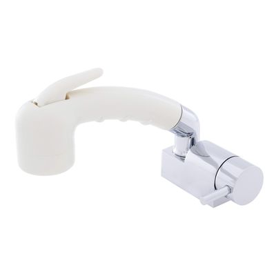 Ambassador Marine Aidack- Pull-Out Deck Tap (Cold Only) (Small Warm White Sprayer (No Hook), 6' Stainless Steel Hose) (Chrome/Warm White) 134-1736-CW-W
