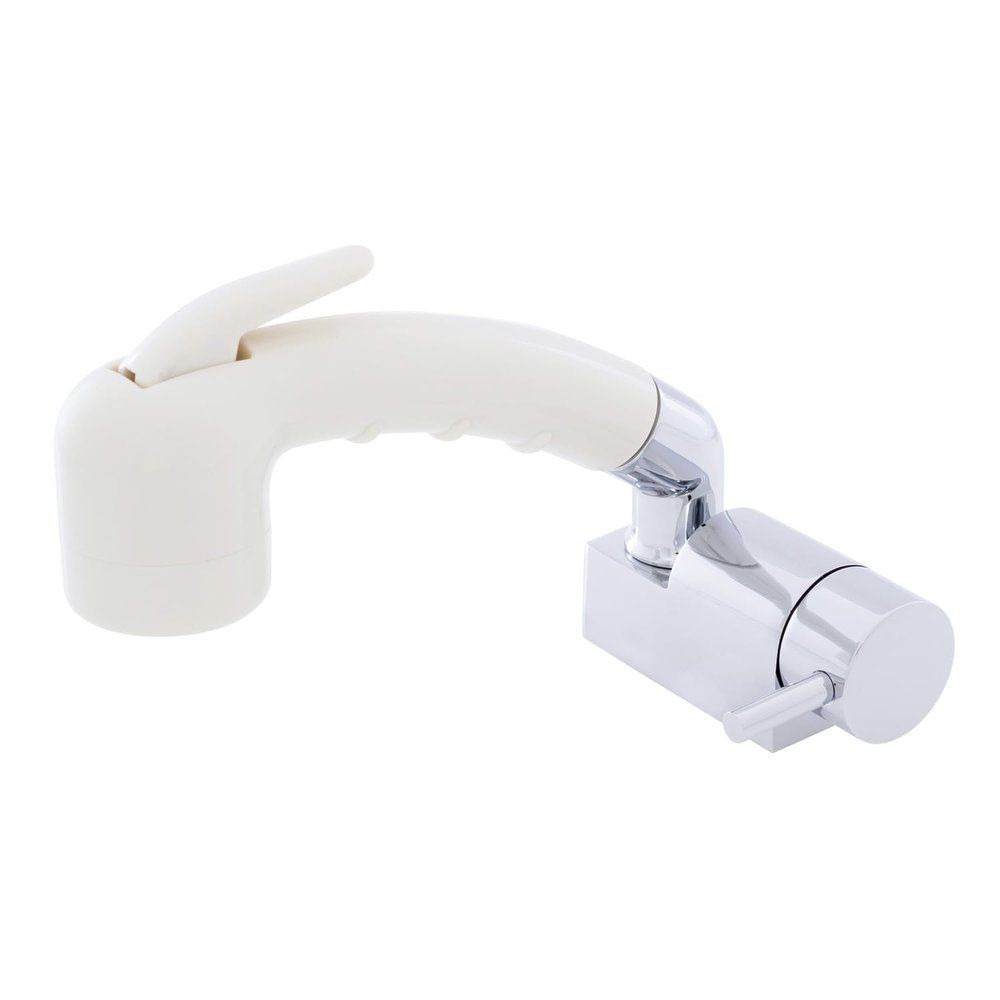 Ambassador Marine Aidack- Pull-Out Deck Tap (Cold Only) (Small Warm White Sprayer (No Hook), 6' Stainless Steel Hose) (Chrome/Warm White) 134-1736-CW-W