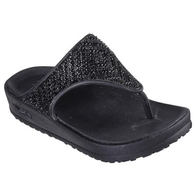 SKECHERS Women's FOAMIES Arch Fit Cali Breeze - Shine On 3Pt, Black, 6
