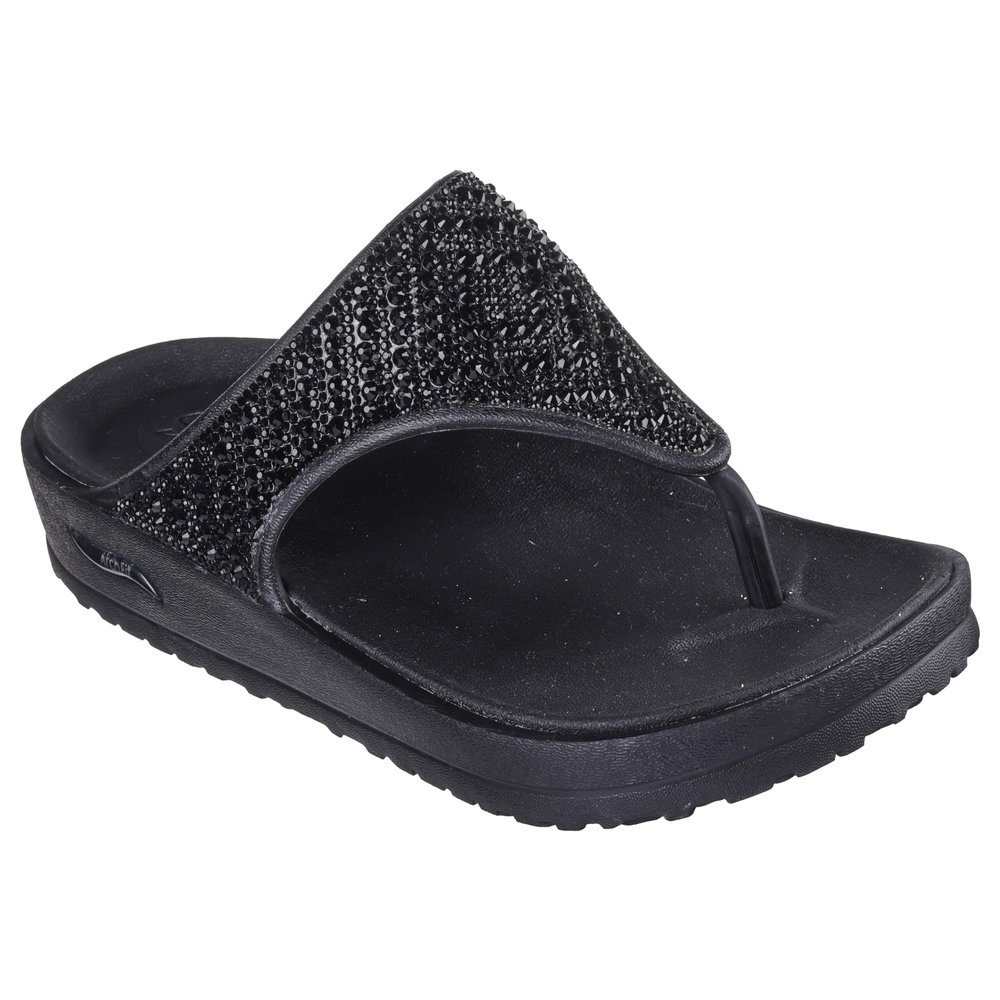SKECHERS Women's FOAMIES Arch Fit Cali Breeze - Shine On 3Pt, Black, 6