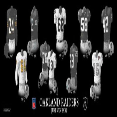 Framed Evolution History Raiders of Oakland Uniforms Print