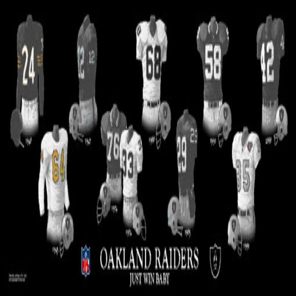 Framed Evolution History Raiders of Oakland Uniforms Print