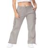 Gopune Women's Hiking Cargo Pants Lightweight Outdoor Travel Work Casual Cotton Pants with 7 Pockets Drawstring Ankle Cuffs Grey,M view 2