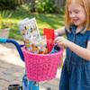 Bike Basket Kids, Pink Girls Bike Basket Front Bike Accessories, Kids Bicycle Basket with Stickers, Bike Bell, Windmill, and 1 Pairs Colorful Ribbons Tassels (Pink Basket) view 4