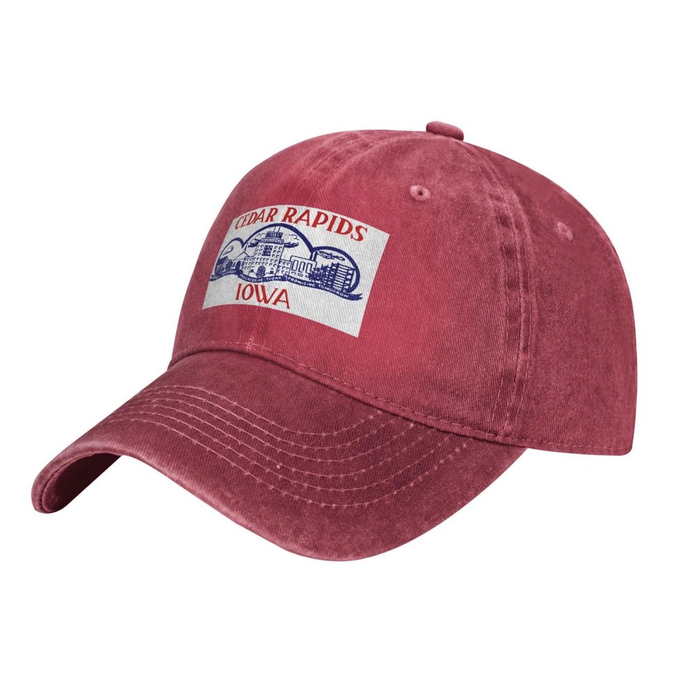 LIFANGMI Flag of Cedar Rapids, Iowa (1962-2021) Baseball Cap for Men Women Hats Adjustable Vintage Cowboy Hat Sun Hat Red