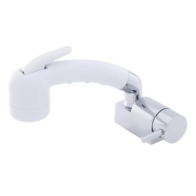 Aidack- Pull-Out Deck Tap (Cold Only) (Small Arctic White Sprayer (No Hook), 6' White Rubber Hose) (Chrome/Arctic White)134-1720-CA-W