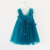 NineFit Basics Flower Girls Summer Dress Butterfly Lace Sleeveless Layered Tulle Tutu Dress Dance Princess Party (Blue, 3-4 Years) view 3