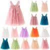 NineFit Basics Flower Girls Summer Dress Butterfly Lace Sleeveless Layered Tulle Tutu Dress Dance Princess Party (Blue, 3-4 Years) view 4