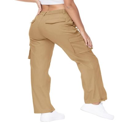 Gopune Women's Hiking Cargo Pants Lightweight Outdoor Travel Work Casual Cotton Pants with 7 Pockets Khaki,2XL