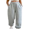 HOPYOP Women's Casual Joggers Pants V Crossover High Waisted Baggy Lounge Bottoms Pants Leggings (US, Alpha, Large, Regular, Regular, Gray) view 1