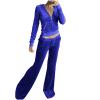 Womens Casual Velour Tracksuit Full Zip Casual Long Sleeve Hoodie Jackets Workout Jogging Pants Sweatsuit Velvet Suits view 1