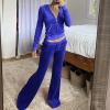 Womens Casual Velour Tracksuit Full Zip Casual Long Sleeve Hoodie Jackets Workout Jogging Pants Sweatsuit Velvet Suits view 2