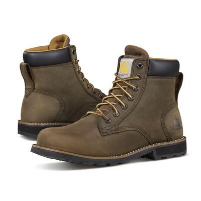 Carhartt Frontier Men's 6" Leather Soft Toe Work Boot, Safety Slip Resistant and Waterproof, Mossy Brown - 10.5 W