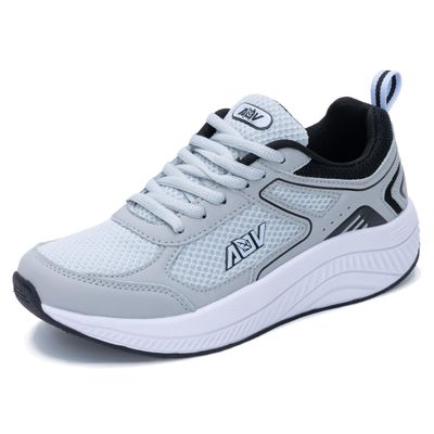 AOV Womens Walking Shoes with Arch Support Plantar Fasciitis Sneakers Orthotic Tennis for Foot Heel Pain Relief Size 6 GreyBlack