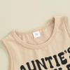 SAYOO Aunties Bestie Baby Short Outfit Infant Boy Auntie Letter Vest Top Solid Active Jogger Shorts 2Pcs Summer Clothes (Khaki, 18-24 Months) view 4
