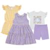 BTween Girls Mix and Match Set 4 Pack Soft Cotton Blend, Shirt. Biker Short, Dress and Romper, Laven, 14 view 1