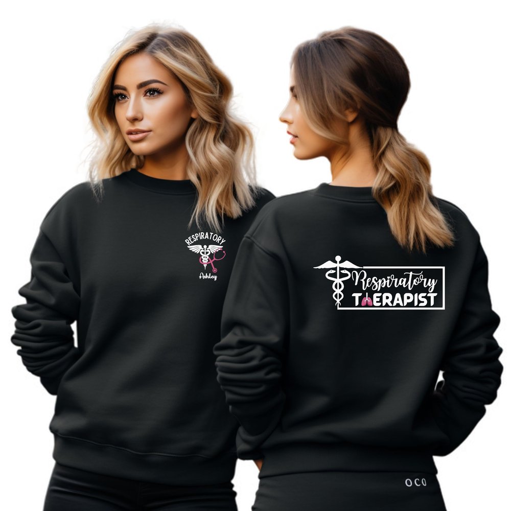 NineFit Basics Custom Respiratory Therapist Unisex Sweatshirt, Gift For Respiratory Therapist Shirt, RRT Sweater, Personalized Medical Shirt, Respiratorist Gift Multi, Medium