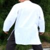Svenine Chinese Collar Knee Length Kung Fu Jacket or Long Cotton Mandarin Shirt, Large, Muang White and Muang Cream view 4