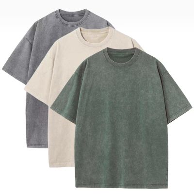 3 Pack Men's Oversized Heavy Cotton T-Shirts Vintage Tee Loose Fit Short Sleeve Casual Shirts Unisex