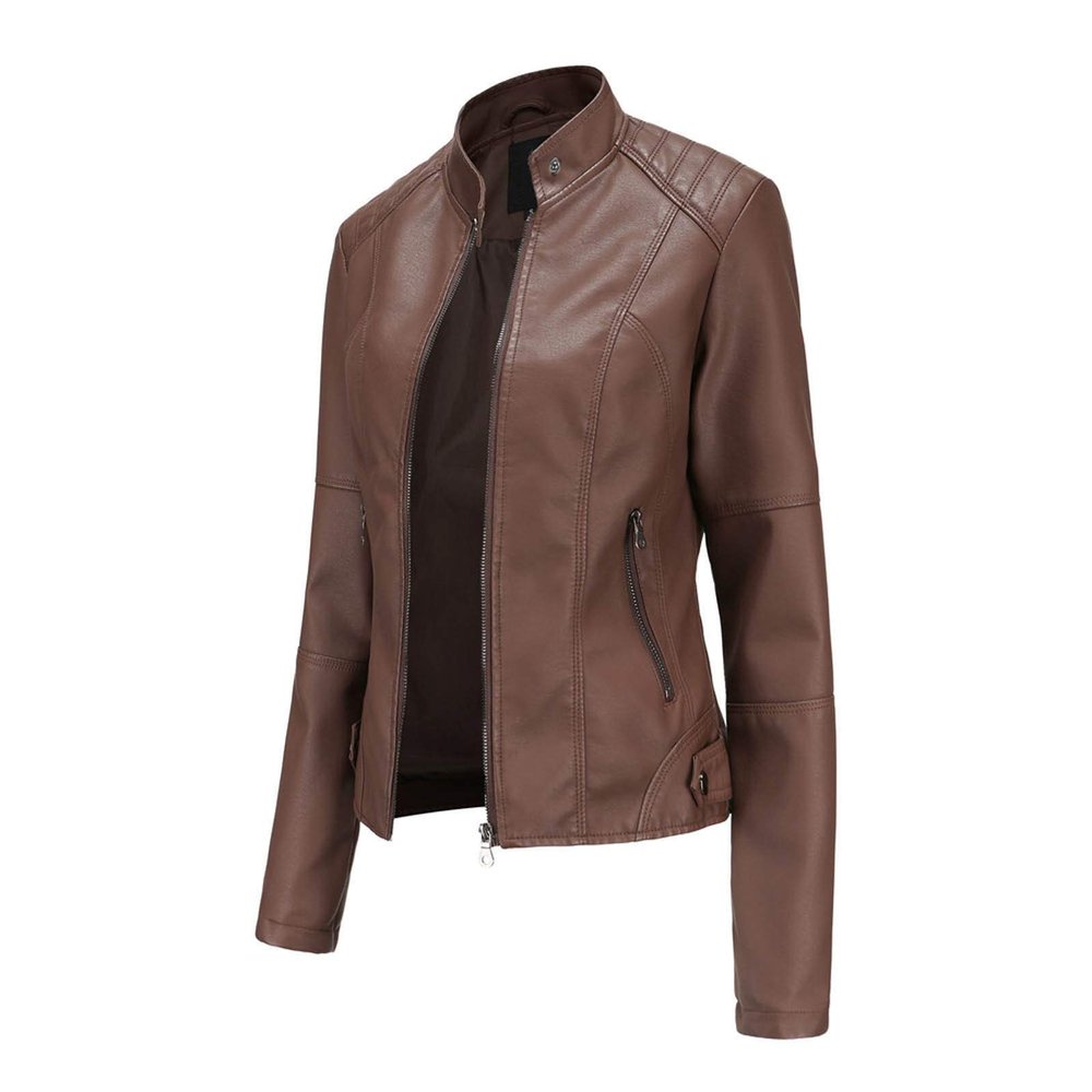 Womens Faux Leather Jackets Fall Fashion 2024 Outfits Moto Biker Coat Open Front Cropped Coat Outwear Motorcycle Jacket