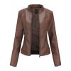 Womens Faux Leather Jackets Fall Fashion 2024 Outfits Moto Biker Coat Open Front Cropped Coat Outwear Motorcycle Jacket view 2