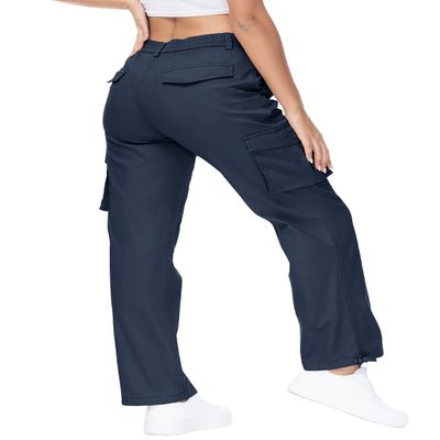 Gopune Women's Hiking Cargo Pants Lightweight Outdoor Travel Work Casual Cotton Pants with 7 Pockets Navy,S