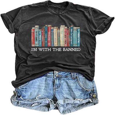 Books Shirts for Women Reading T-Shirt Book Lover Tops Funny Readers Gifts Clothes Casual Librarian Tees Grey