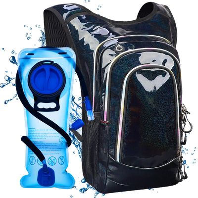 Coolfel Hydration Pack, Hydration Backpack with 2L Hydration Bladder, Festival Essential Water Backpack, Lightweight Hydration Bag Hydropack Hydro for Running, Biking, Music Festival Gear, Rave