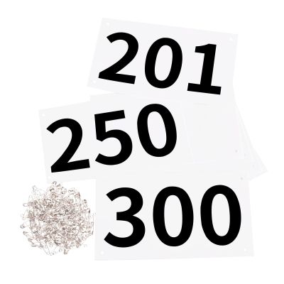 Azarxis Race Competitor Numbers Running Bibs with Safety Pins Tyvek Tearproof for Outdoor Sports Marathon Trail Racing Jogging Race Event ([4"x7"] Numbers 201-300)