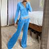 Womens Casual Velour Tracksuit Full Zip Casual Long Sleeve Hoodie Jackets Workout Jogging Pants Sweatsuit Velvet Suits view 2