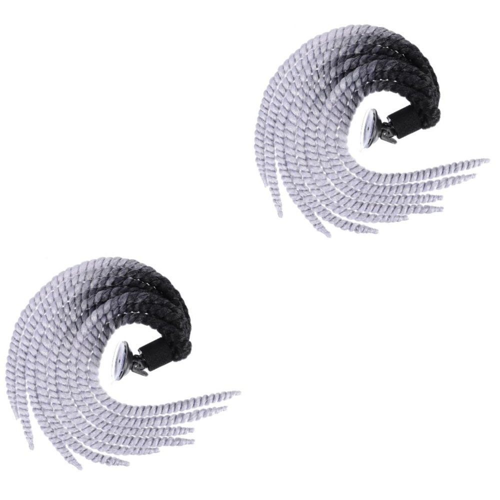 Kisangel 2pcs Motorcycle Helmet Half Ornament Braid Wig Decoration Motorcycle Helmet Addon Pu Glue Included