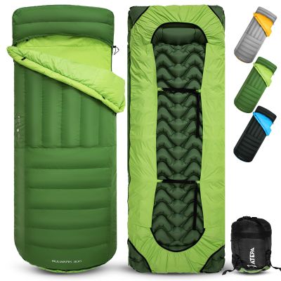 ATEPA Down Sleeping Bag for Adults, 650FP Recycled 45F 50F 3 Season Ultralight Compact Sleeping Bags with Compression Sack for Backpacking Camping Hiking, Can Be Attached to Pad, Bulwark 300 Green