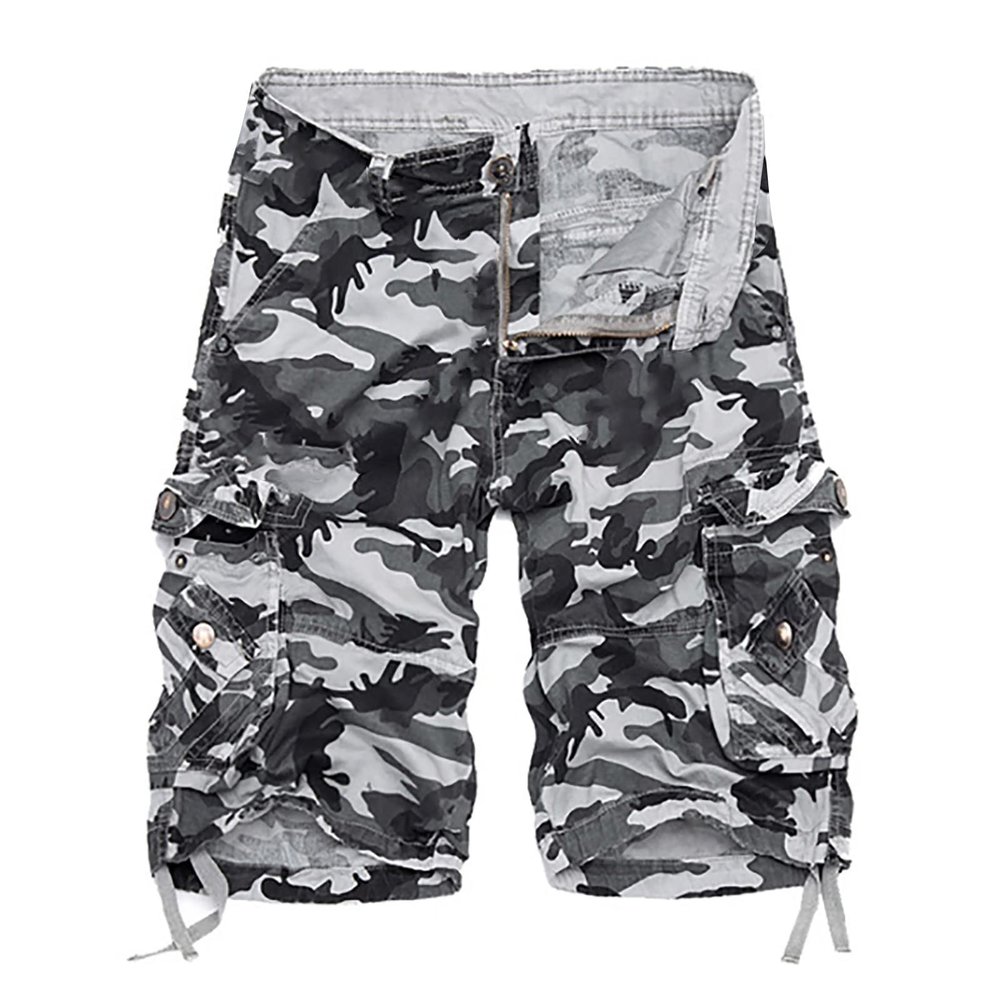 Casual Summer Camo Shorts Men Outdoor Cargo Shorts Classic Work Stretch Short Lightweight Travel Fishing Hiking Short