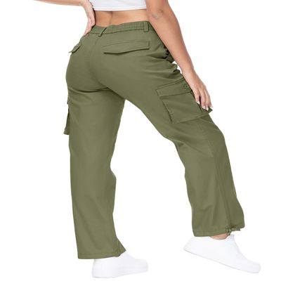 Gopune Women's Hiking Cargo Pants Lightweight Outdoor Travel Work Casual Cotton Pants with 7 Pockets Army Green,3XL