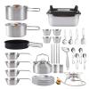 FAIRE 33Pcs Stainless Steel Camping Cookware, Outdoor Hiking Camping Pots and Pans Set, Camping Pan Set for Outdoor Picnic view 1