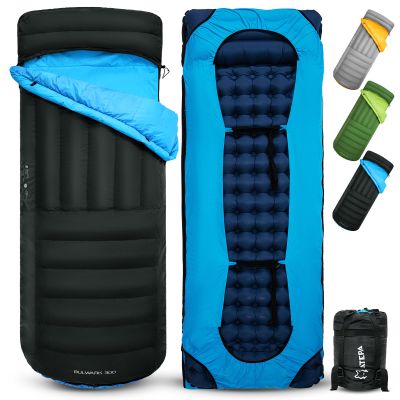 ATEPA Down Sleeping Bag for Adults, 650FP Recycled 45F 50F 3 Season Ultralight Compact Sleeping Bags with Compression Sack for Backpacking Camping Hiking, Can Be Attached to Pad, Bulwark 300 Black