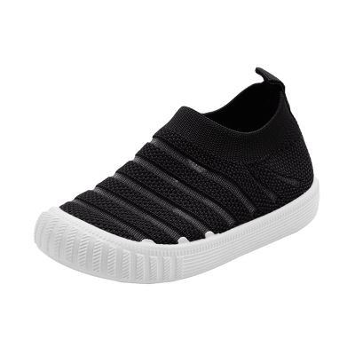 Toddler Little Girls Boys Lightweight Sports Shoes Spring Summer Stripe Mesh Breathable Flat Casual Sneakers (Black, 10 Little Child)