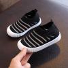 Toddler Little Girls Boys Lightweight Sports Shoes Spring Summer Stripe Mesh Breathable Flat Casual Sneakers (Black, 10 Little Child) view 2