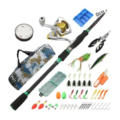 Fishing Telescopic Lure Rod Set Carbon Short Section Fishing Rod Fishing Tackle Fishing Gear (Size : Fishing Rod Set_2.1)