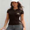 Abardsion Women Casual Raglan Sleeve Crewneck Slim T Shirts - 2026 Spring Summer Basic Activewear Going Out Tops(Dark Brown, L) view 3
