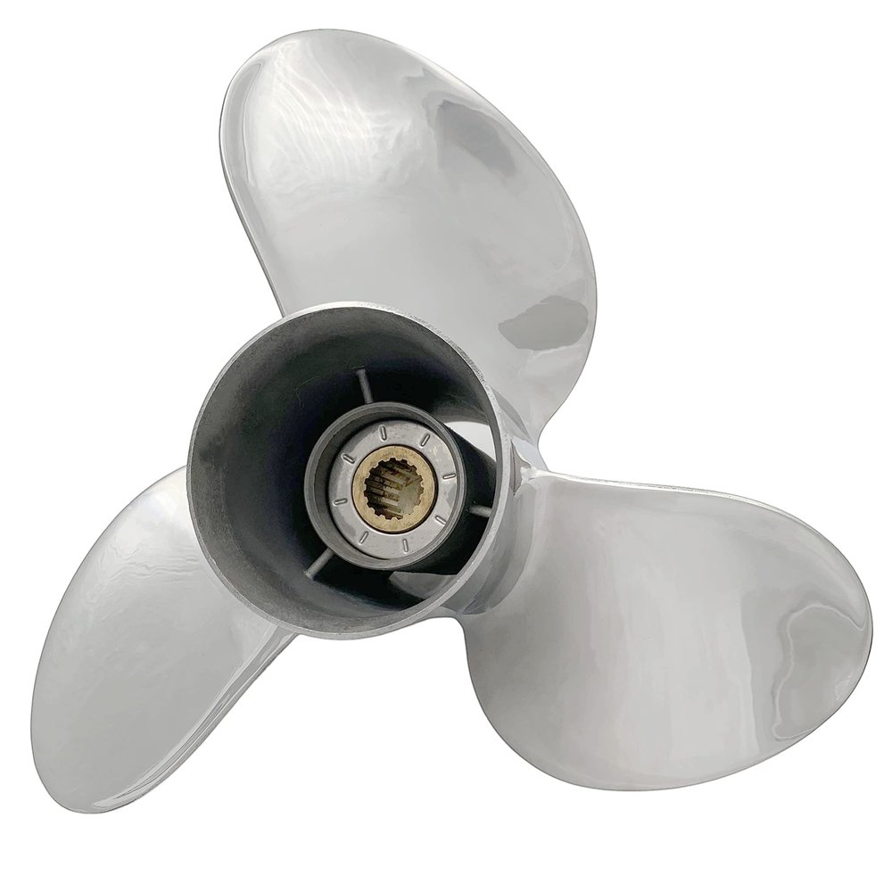 BARDOVEN 60-130HP 14x21 Stainless Steel Propeller 15 Tooth SS Prop for Yamaha Outboard, FITTED, SILVER