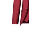 3 Piece Slim Suit Set for Men Two Button Wedding Suit Prom Suit Business Solid Suit Blazer Jacket Vest Pant (Red2,Large) view 2